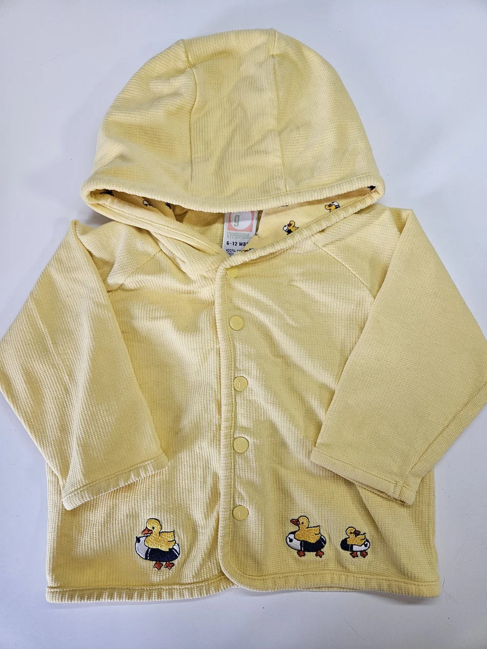 VINTAGE Gymboree On the Pond Unisex Tubing Duck Yellow Hoodie Jacket Top 6-12M